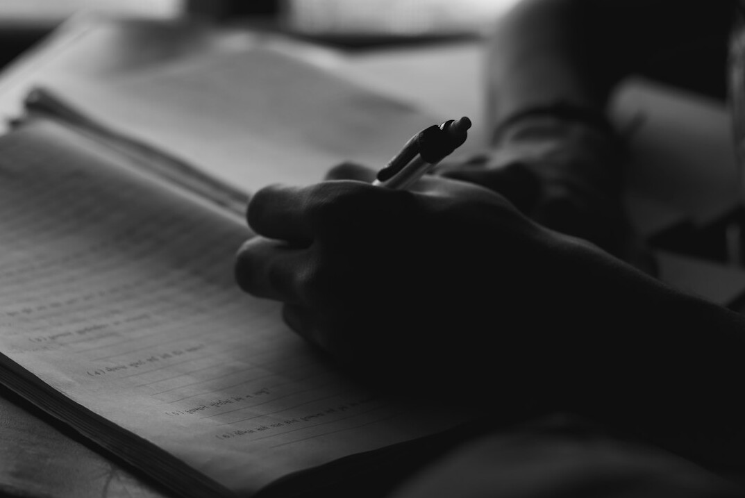author editing manuscript
